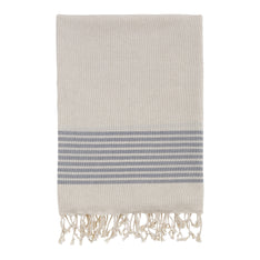 Bello Turkish Beach Towel Nine Stripes Linen Dark Grey Peshtemal, 39 x 66.9 Inch