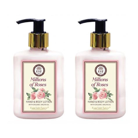 Eyup Sabri Tuncer Millions of Roses Hand & Body Lotion With Organic Argan Oil – 250ml Rose Scented Moisturizing Lotion, Pack of 2