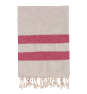 Bello Turkish Beach Towel, Soft Linen Red, Handwoven Peshtemal, 39 x 66.9 Inches
