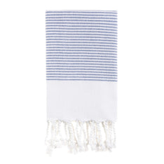 Bello Turkish Beach Towel, Blue Millefeuille, Handwoven Peshtemal, 15.75 x 37 In.