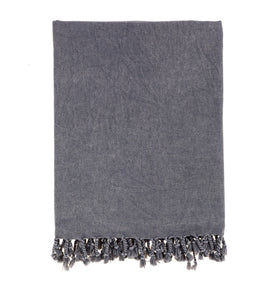 Bello Turkish Towel, Anthracite Stonewashed, Handwoven Peshtemal, 39 x 66.9 In