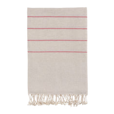 Bello Turkish Beach Towel Izmir Linen Red, Handwoven Peshtemal, 39 x 66.9 Inches