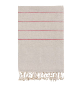 Bello Turkish Beach Towel Izmir Linen Red, Handwoven Peshtemal, 39 x 66.9 Inches