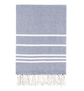 Bello Turkish Towel, Vartan Black & White, Handwoven Peshtemal, 39 x 66.9 Inches
