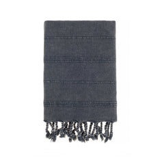 Bello Turkish Beach Towel, Anthracite Stonewashed Peskir Peshtemal, 15.75 x 37 In