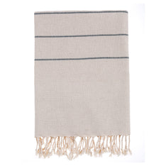 Bello Turkish Beach Towel Izmir Linen Khaki, Handwoven Peshtemal, 39 x 66.9 In.