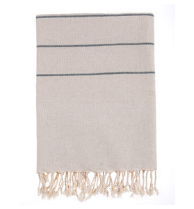 Bello Turkish Beach Towel Izmir Linen Khaki, Handwoven Peshtemal, 39 x 66.9 In.