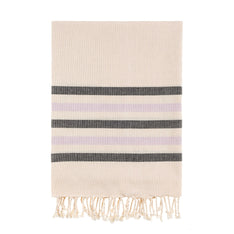 Bello Turkish Towel Five Stripe Lilack & Black Handwoven Peshtemal, 39 x 66.9 In