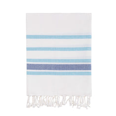 Bello Turkish Beach Towel, Turquoise Sea, Handwoven Peshtemal, 39 x 66.9 Inches