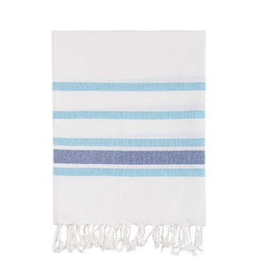 Bello Turkish Beach Towel, Turquoise Sea, Handwoven Peshtemal, 39 x 66.9 Inches