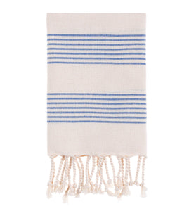 Bello Turkish Beach Towel Fourteen Stripes Peskir White Peshtemal, 15.75 x 37 In