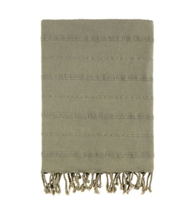 Bello Turkish Beach Towel, Khaki Stonewashed, Handwoven Peshtemal, 39 x 66.9 In.