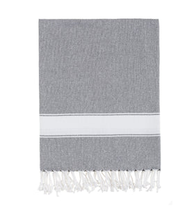 Bello Turkish Beach Towel, Soft Cotton Black, Handwoven Peshtemal, 39 x 66.9 In.