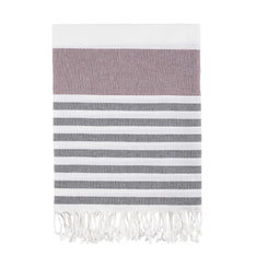 Bello Turkish Towel Ferzan Burgundy Black, Handwoven Peshtemal, 39 x 66.9 Inches