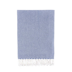 Bello Turkish Beach Towel Plain Blue Handwoven Sand-Free Peshtemal, 39 x 66.9 In