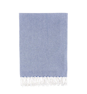 Bello Turkish Beach Towel Plain Blue Handwoven Sand-Free Peshtemal, 39 x 66.9 In