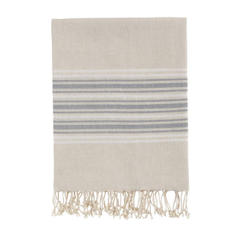 Bello Turkish Beach Towel Azad Linen Dark Grey Handwoven Peshtemal, 39 x 66.9 In