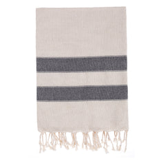 Bello Turkish Beach Towel, Soft Linen Black, Handwoven Peshtemal, 39 x 66.9 In.