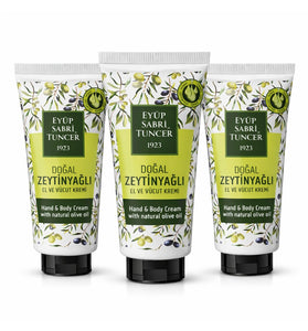 Eyup Sabri Tuncer Hand & Body Cream with Natural Olive Oil, 50ml Moisturizing Lotion for Soft Hydrated Skin, Pack of 3