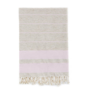 Turkish Cotton Towels, Handwoven, Odel Linen Pink (39 x 66.9 Inches)